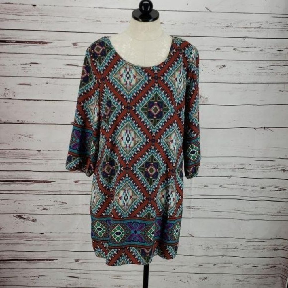 Pink Owl Diamond Print boho large lace Dress